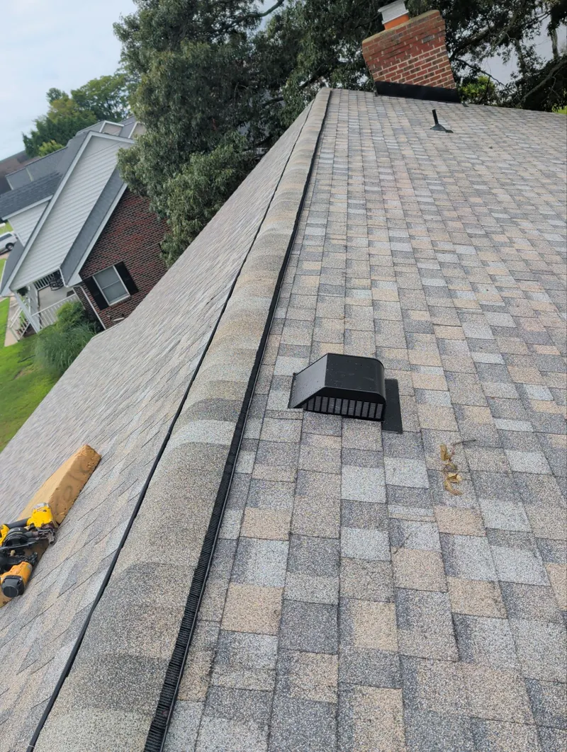Ridge vent and a box vent on a new shingle roof